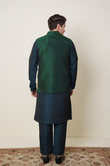 Green Waistcoat with Handmade Embroidery