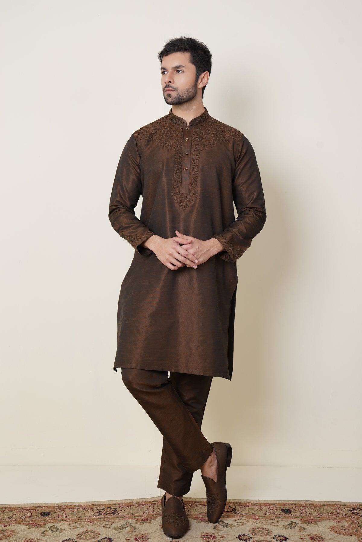 Brown 2 Tone Kurta Trouser