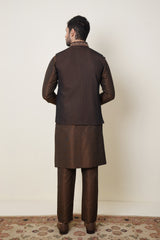 Blackish Brown Handmade Embroidred Waistcoat