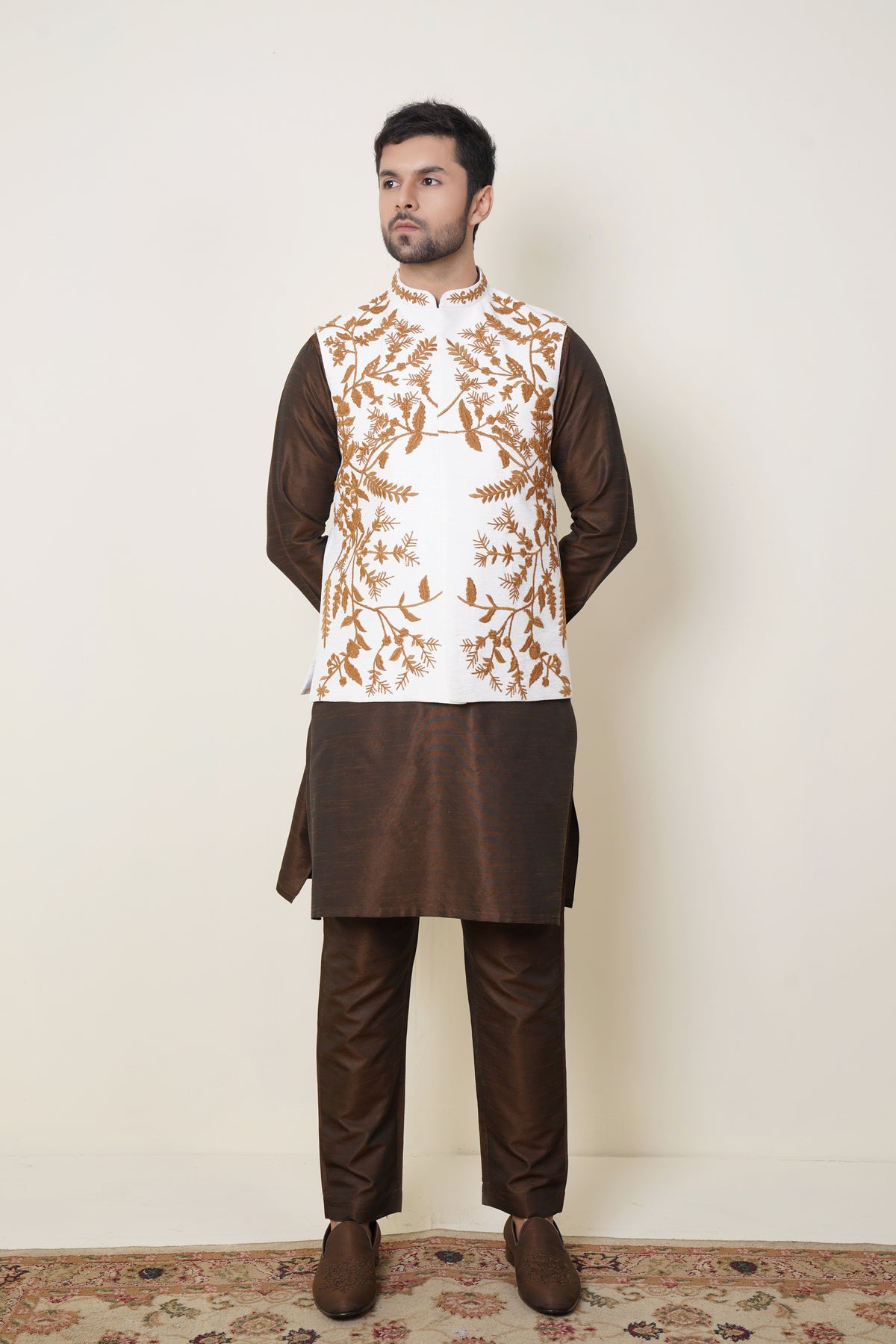 White Waistcoat With Anchor Embroidery