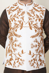 White Waistcoat With Anchor Embroidery