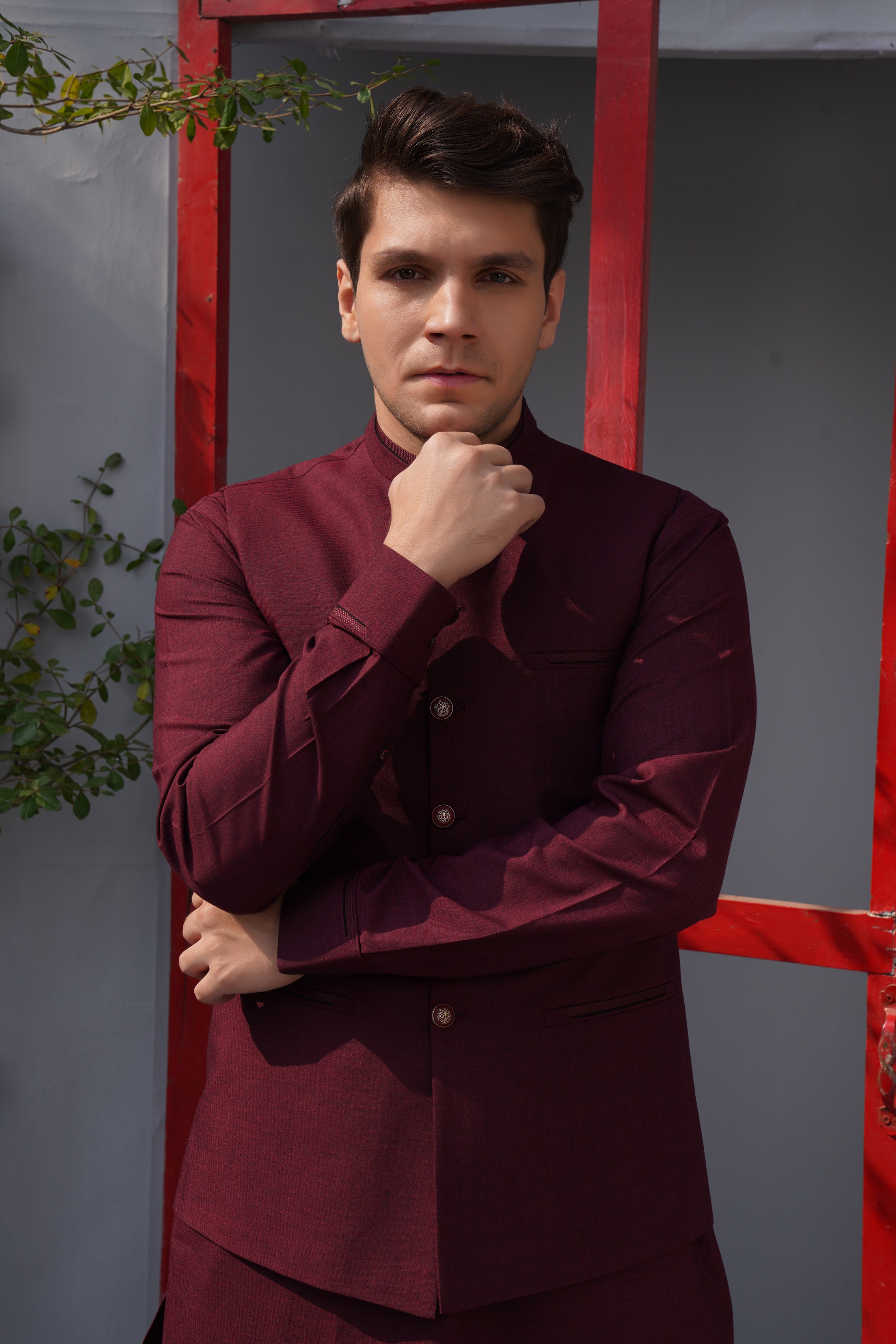 3 PCS Qameez Trouser Maroon