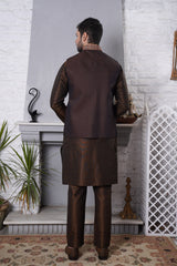 Blackish Brown Ban Embroidred Waistcoat