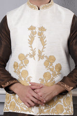 Waistcoat White With Anchor Embroidery