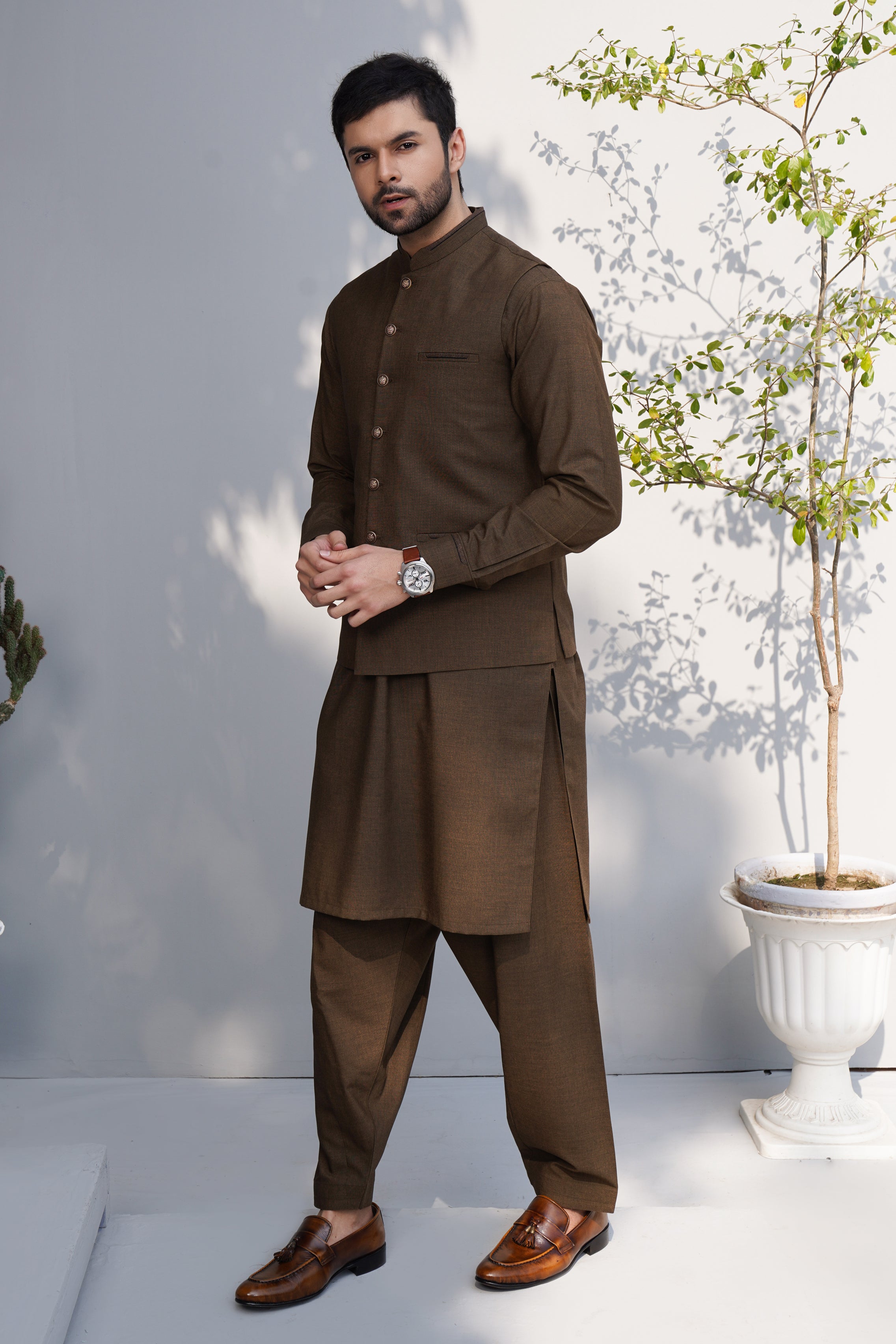 3 PCS Qameez Shalwar Army Green