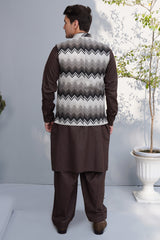 Waistcoat Digital Print Grey & Brown