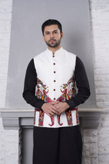 Waistcoat White Elephant Design Embroidery