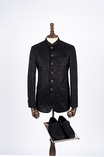 Black Silk Prince Coat with Shoes
