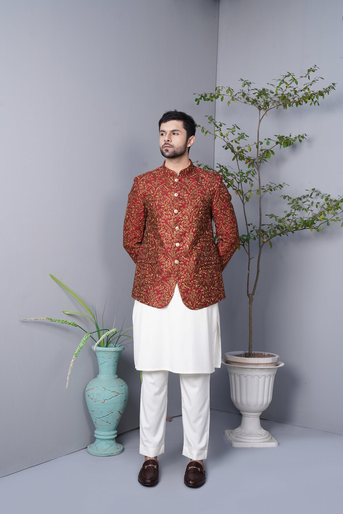 Prince Coat Maroon Masoori