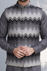 Waistcoat Digital Print Grey & Black