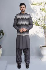 Waistcoat Digital Print Grey & Black