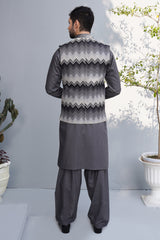 Waistcoat Digital Print Grey & Black