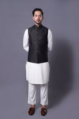 Waistcoat Black Jamawar
