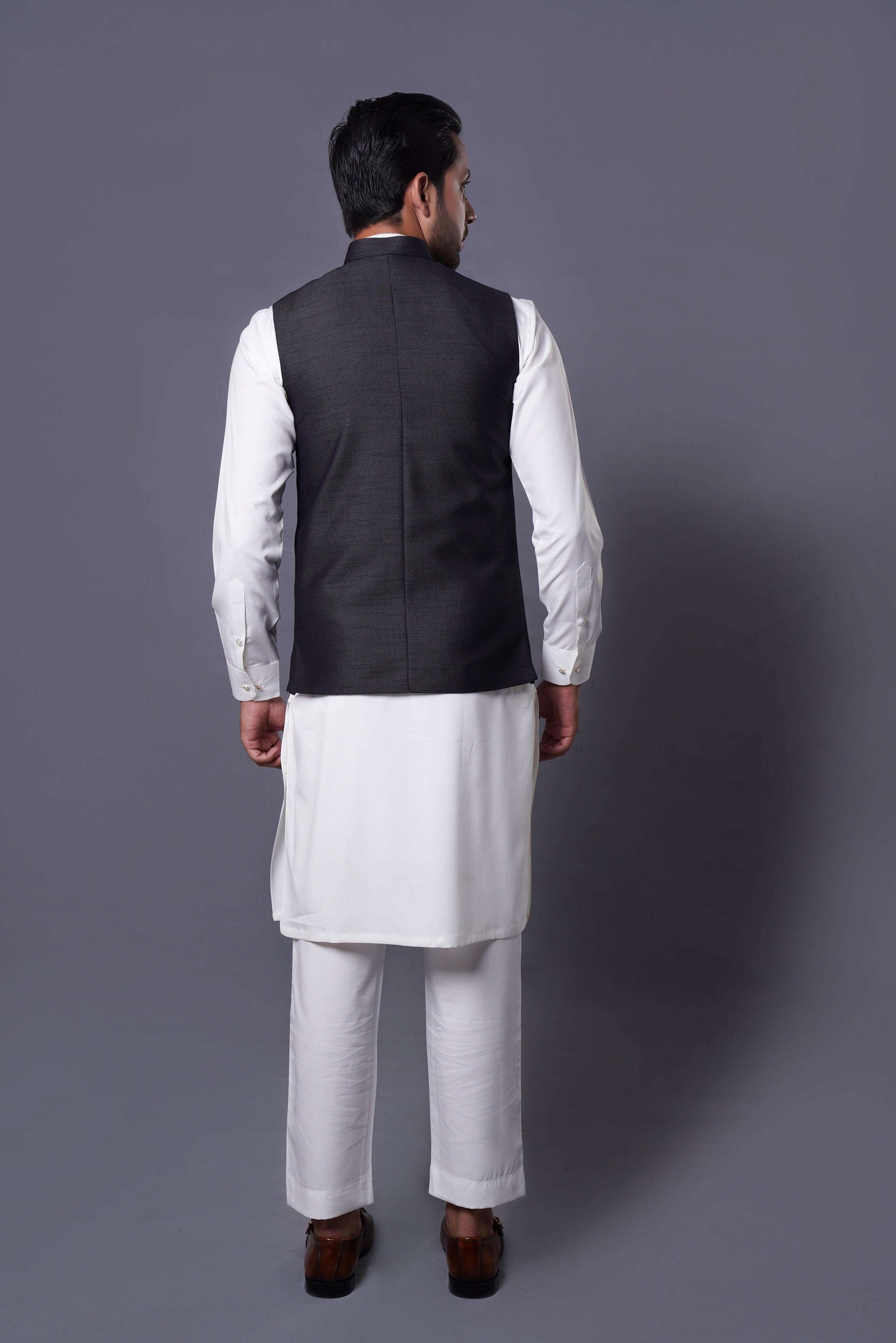 Waistcoat Black Jamawar