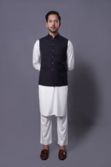 Waistcoat Black With Blue Check