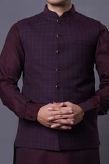 Waistcoat Dark Brown With Blue Check