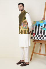 Waistcoat Mehandi Elephant Design Embroidery (1289)