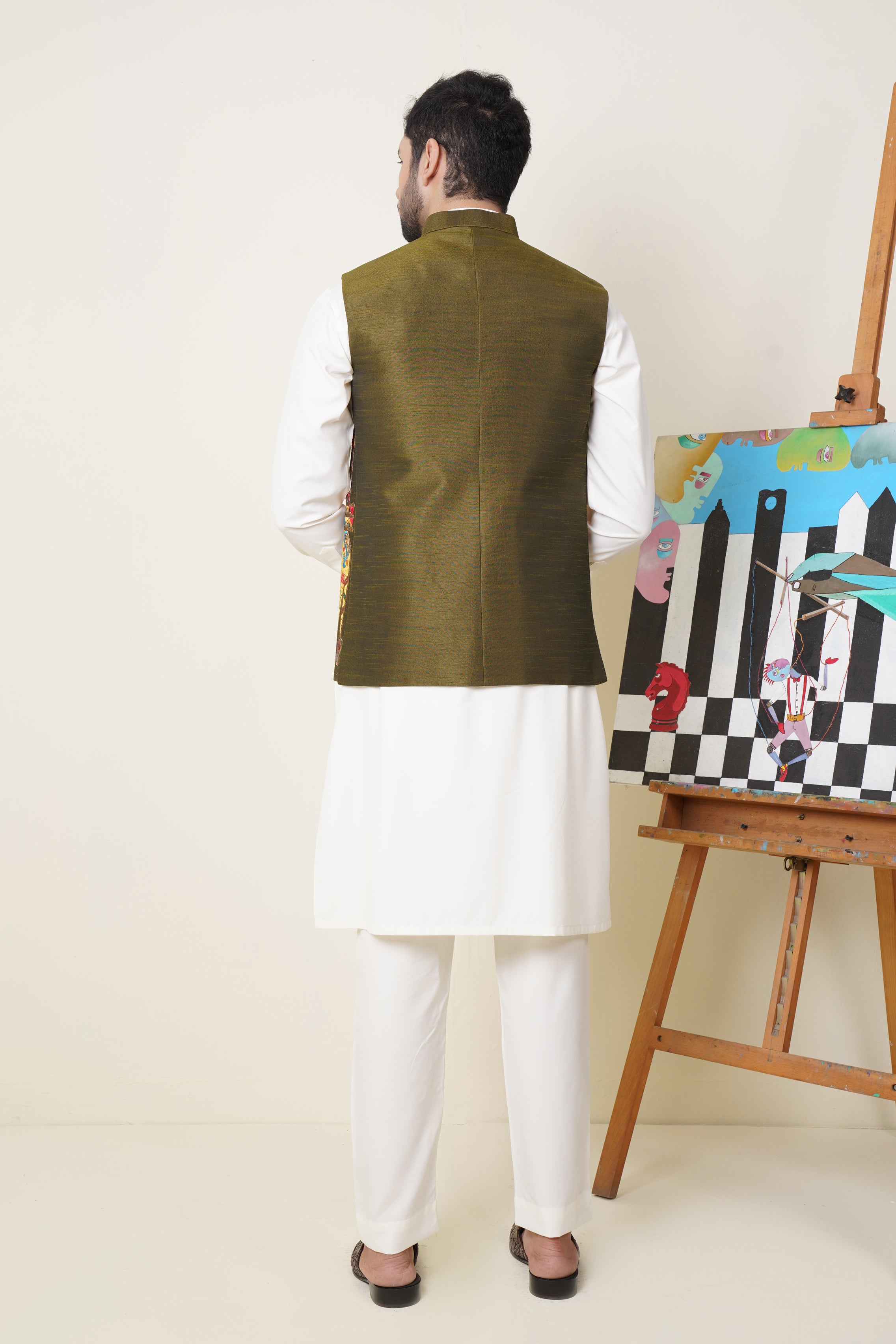 Waistcoat Mehandi Elephant Design Embroidery (1289)