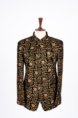 Black Prince Coat with Golden Embroidery