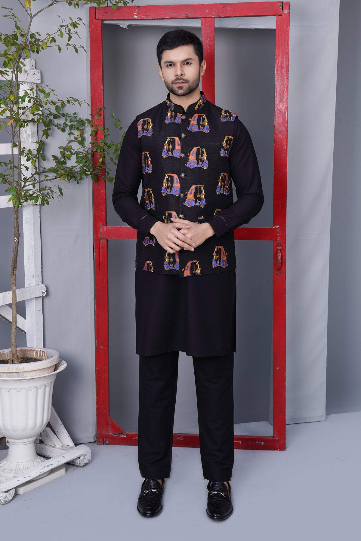 Waistcoat Black Rikshaw Design Embroidered