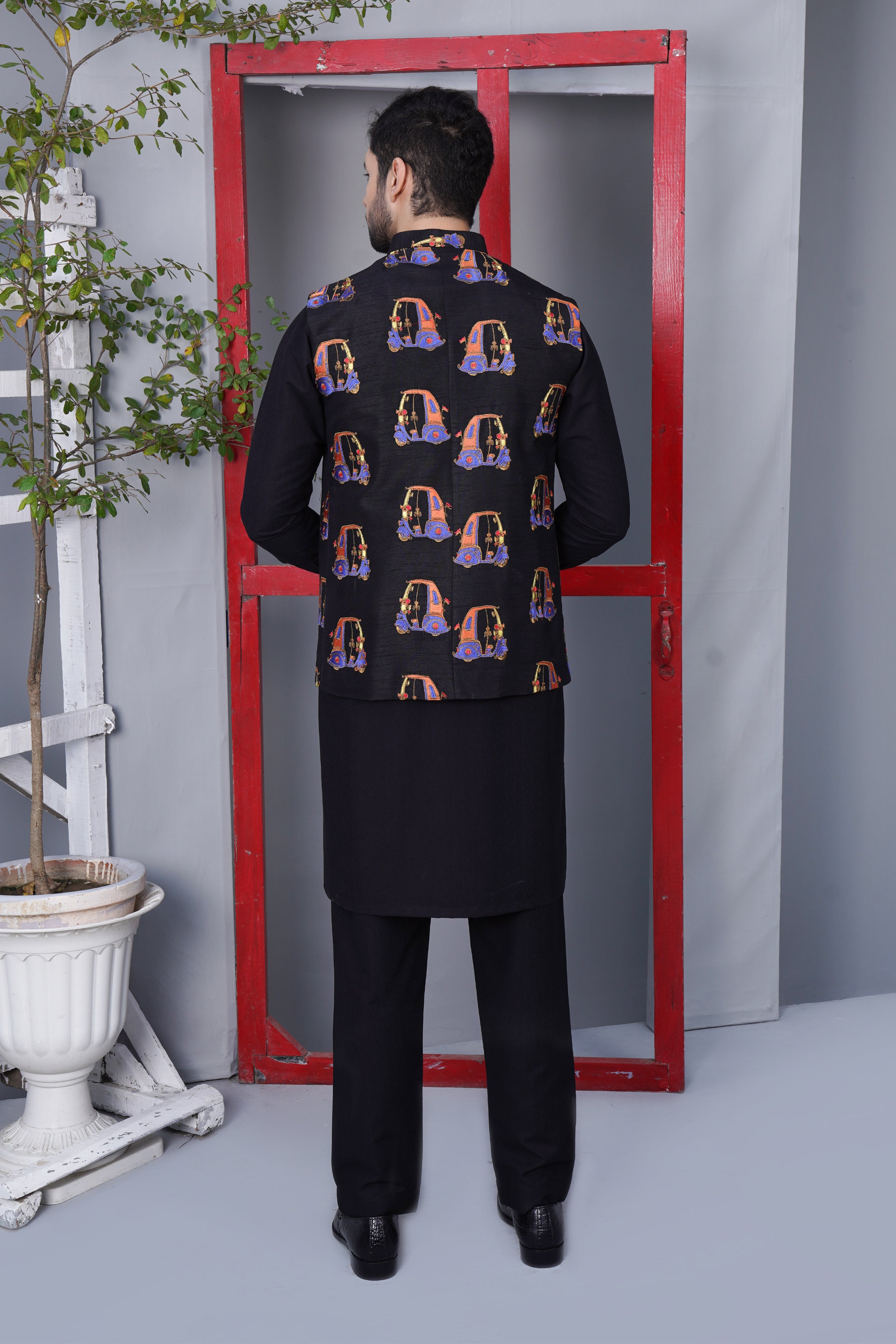 Waistcoat Black Rikshaw Design Embroidered