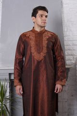 Blackish Brown Embroidred Kurta Trouser