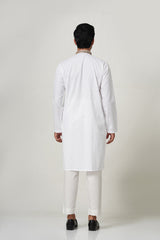 White Kurta with Golden Design