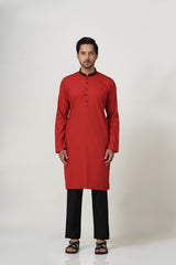 Red Kurta with Black Embroidery