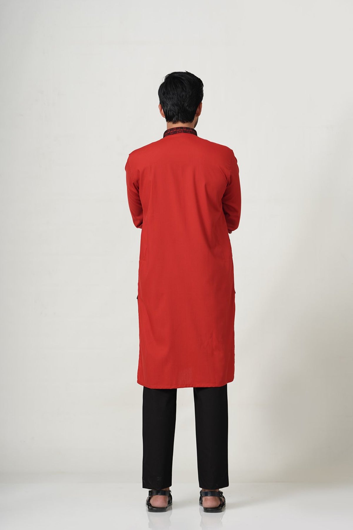 Red Kurta with Black Embroidery