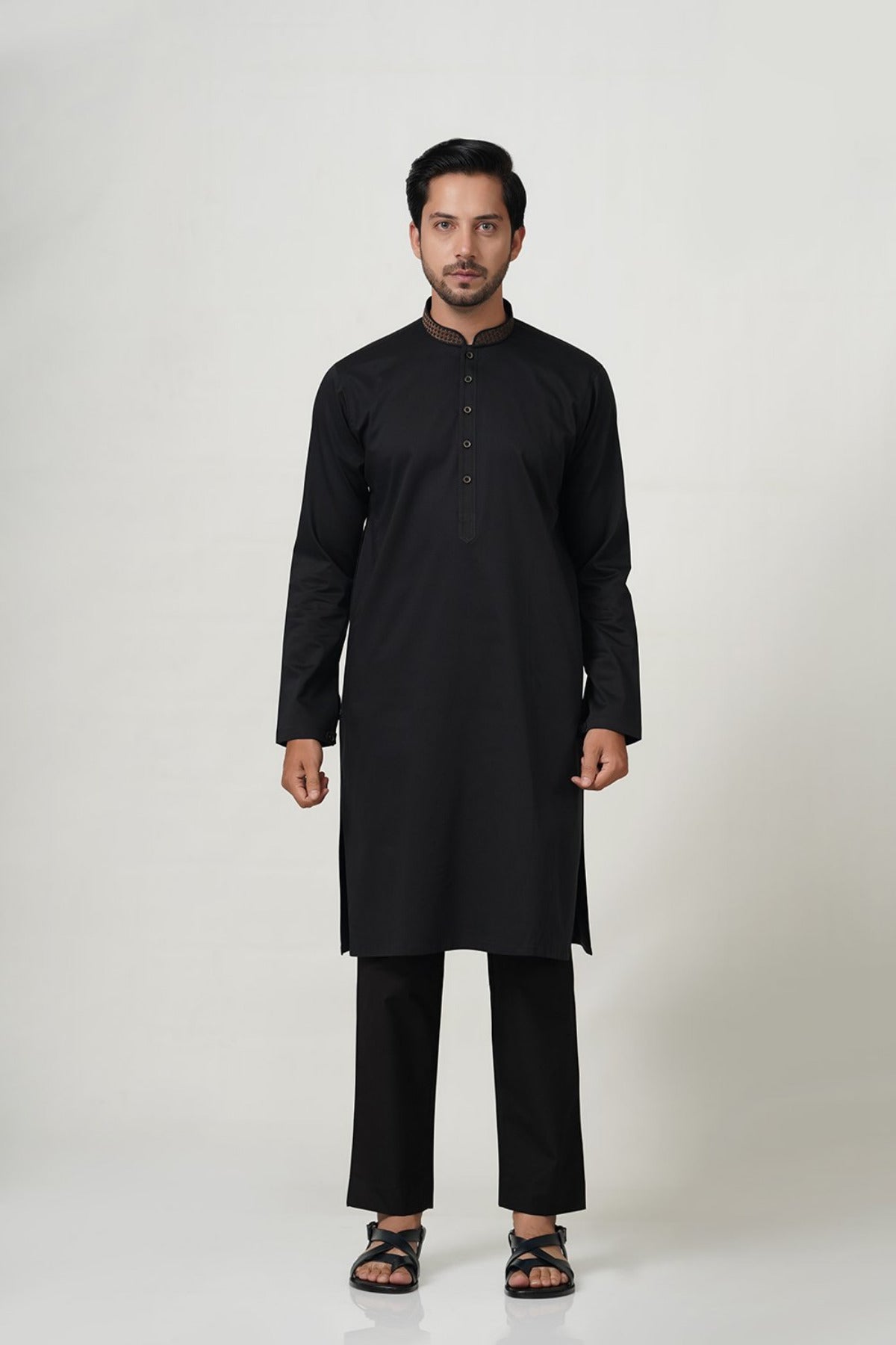 Black Kurta with Jute Embroidery