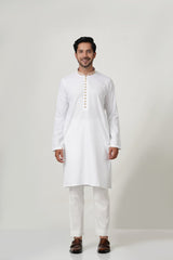 White 12 Button Kurta
