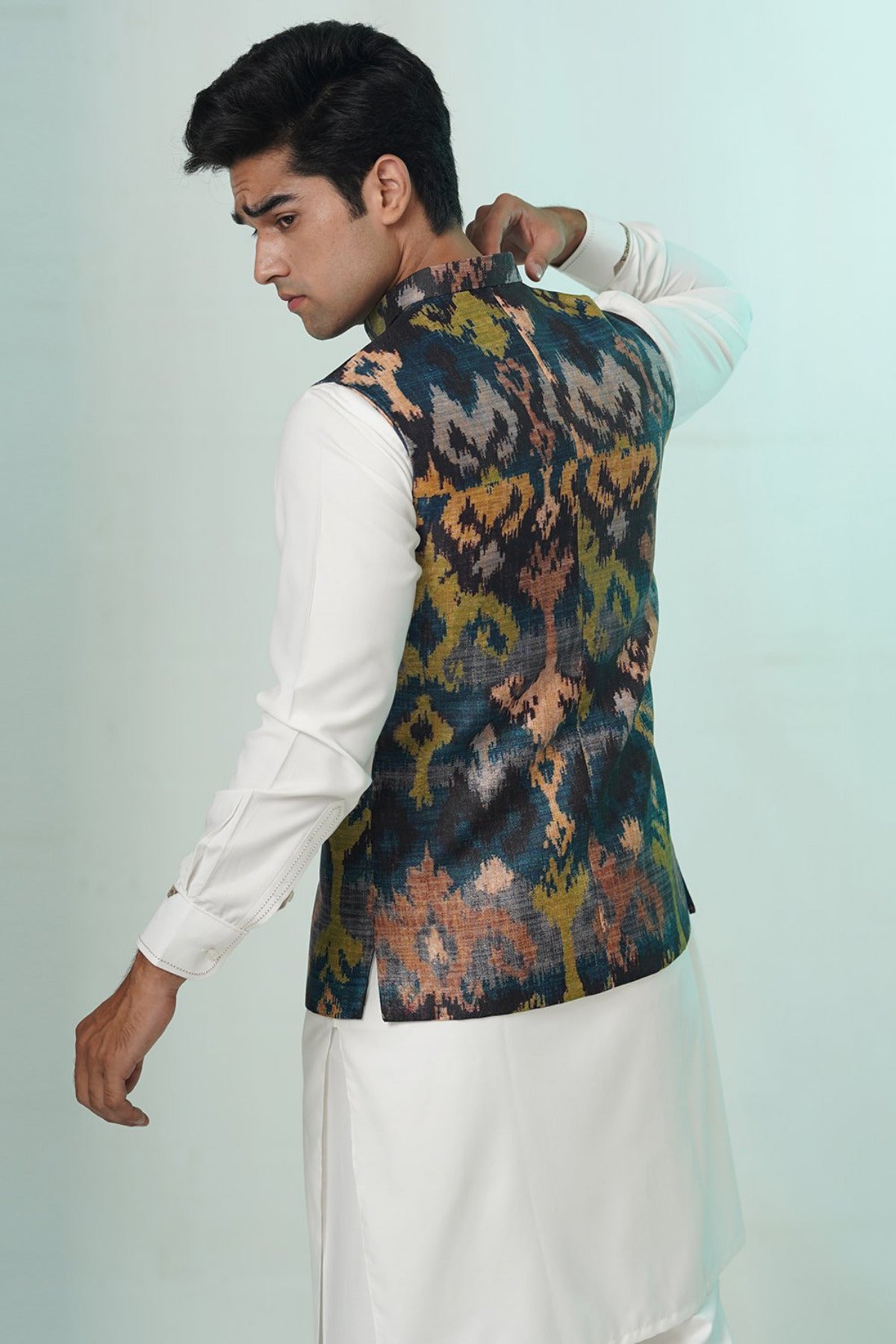 Print Blue and Yellow Waistcoat