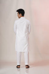 White Kurta Trouser with Golden Embroidery